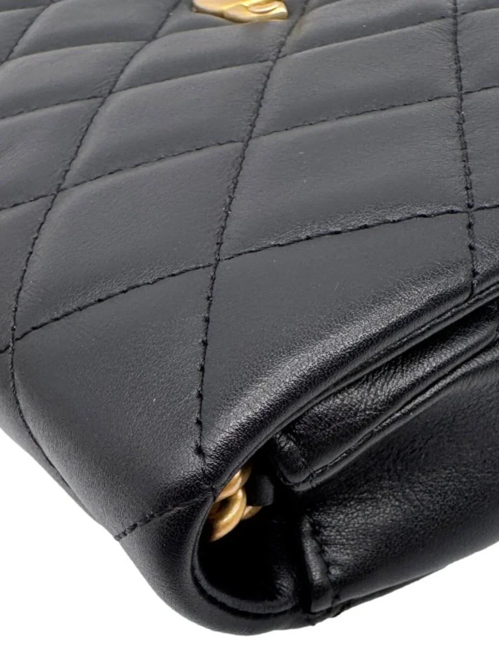 Chanel  Coco Mail Quilted Calfskin Leather Clutch With Chain Black